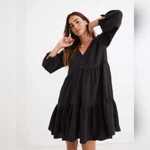 NWT Madewell Lightspun Colette Mini Dress Black Size 4